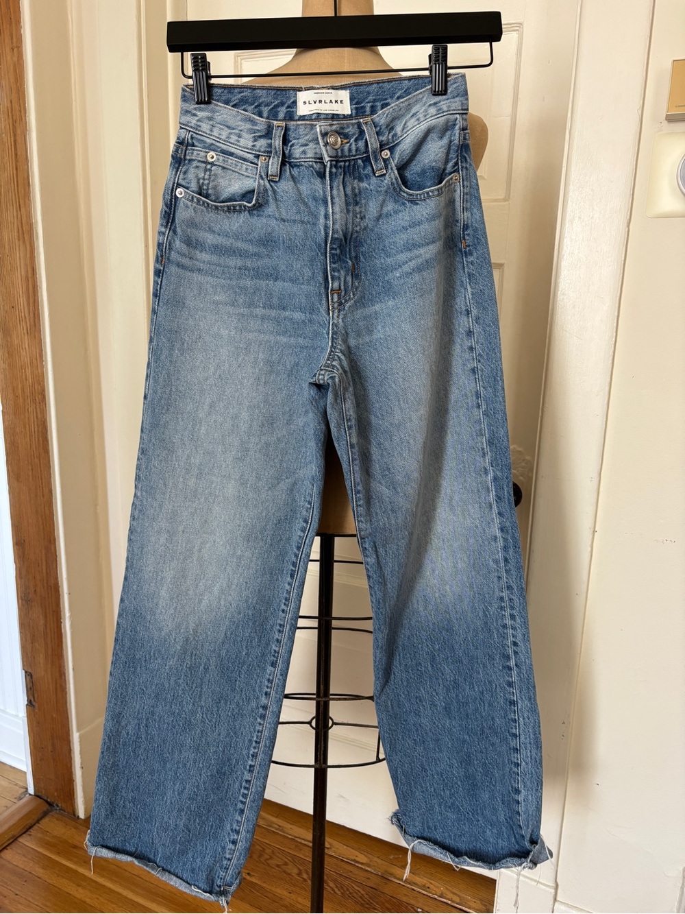 SLVRLAKE Relaxed Straight-Leg Jeans in Light Blue Wash